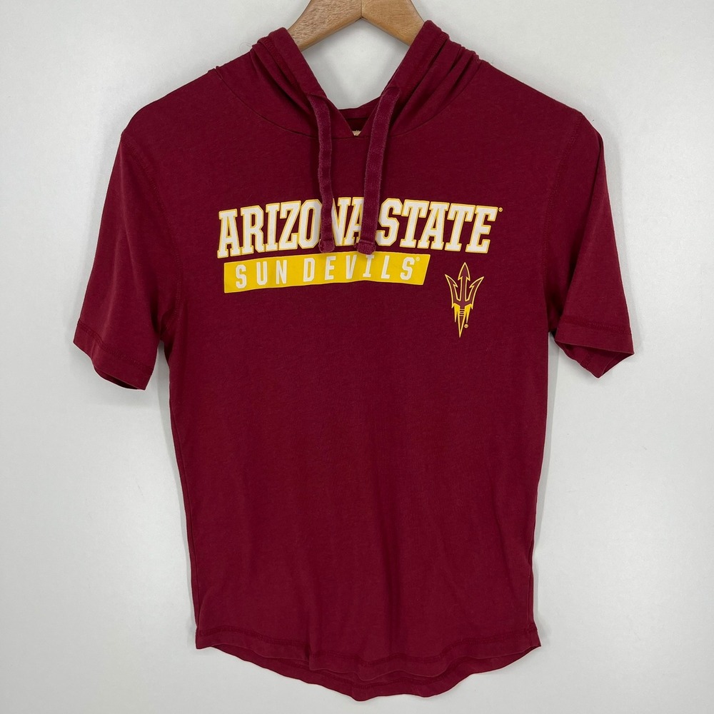 Captivating Arizona State Sun Devils Short Sleeve Hoodie Maroon Womens Small